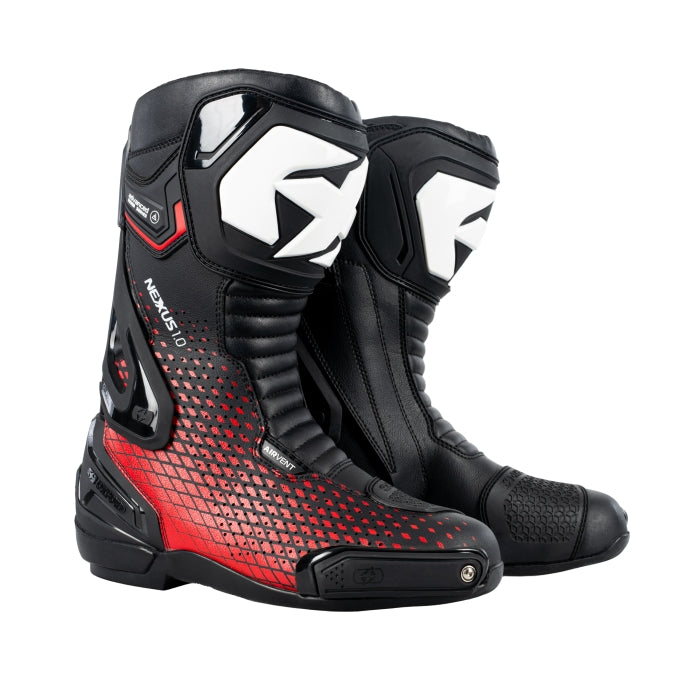 Oxford Nexus 1.0 Air Rider Gear Men’s Motorcycle Boot Black White Red maximomoto.uk!