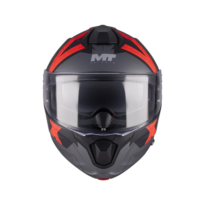 MT Genesis R Shift Motorcycle Modular Helmet Matt Black Red