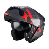 MT Genesis R Shift Motorcycle Modular Helmet Matt Black Red