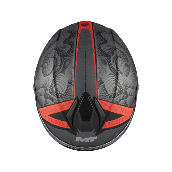 MT Genesis R Shift Motorcycle Modular Helmet Matt Black Red