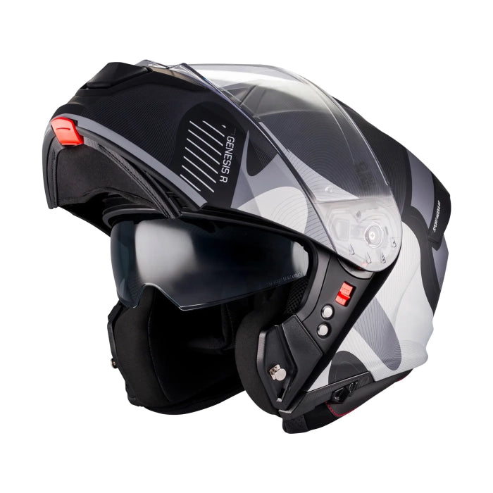 MT Genesis R Lancer B12 Motorcycle Modular Helmet Matt Black Grey