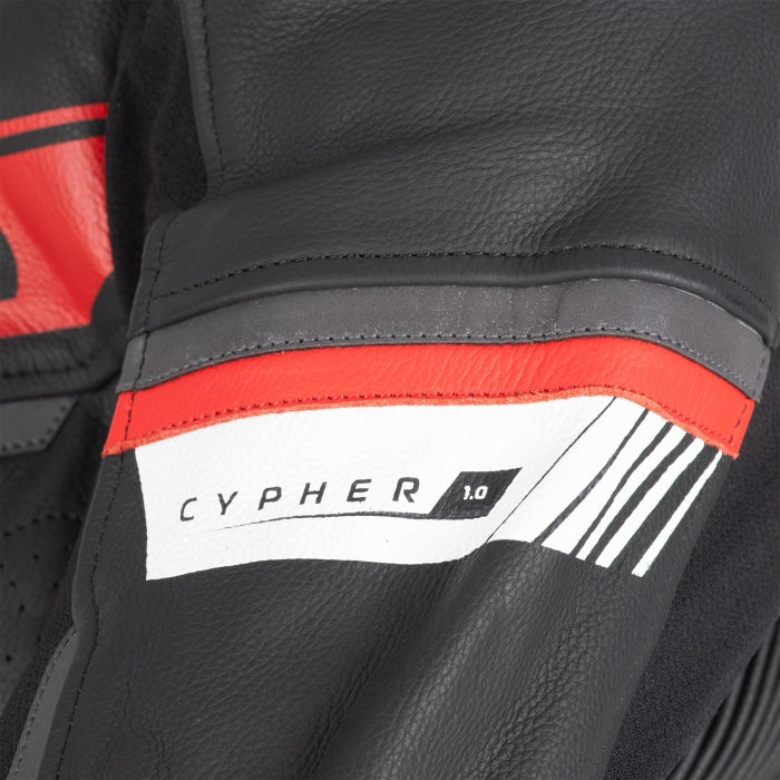 Oxford Cypher 1.0 Men’s Leather Motorcycle Jackets Black White Red