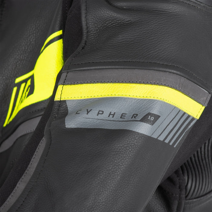 Oxford Cypher 1.0 Men’s Leather Motorcycle Jackets Black Yellow