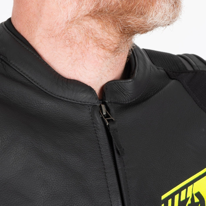 Oxford Cypher 1.0 Men’s Leather Motorcycle Jackets Black Yellow