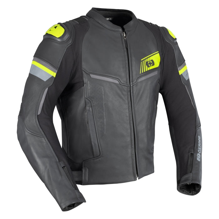 Oxford Cypher 1.0 Men’s Leather Motorcycle Jackets Black Yellow