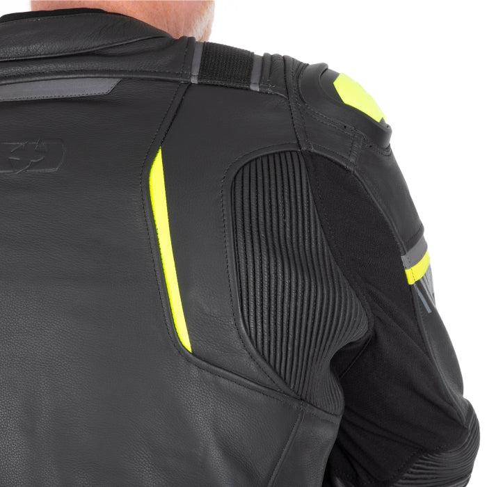 Oxford Cypher 1.0 Men’s Leather Motorcycle Jackets Black Yellow