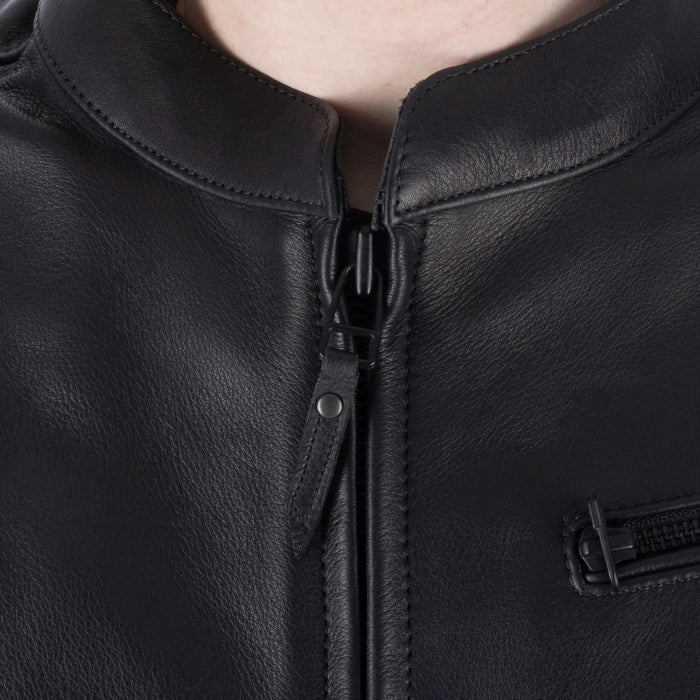 Oxford Henlow Men's Full-Grain Leather Motorcycle Jacket 