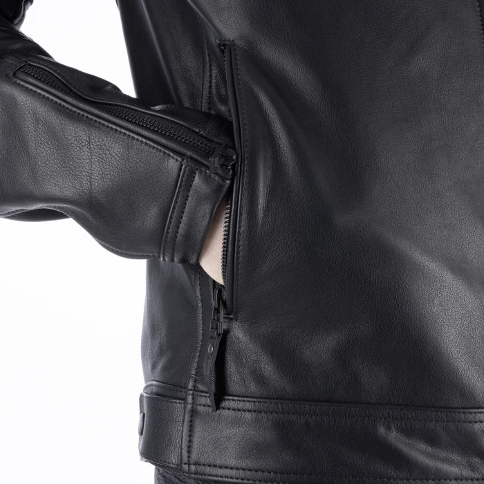 Oxford Henlow Men's Motorcycle Leather Jacket Black