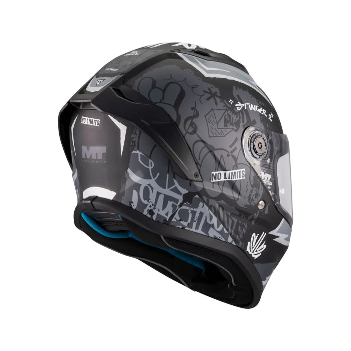 Stinger 2 Youth Tagger B2 Motorcycle Full Face Helmet Matt Black Grey
