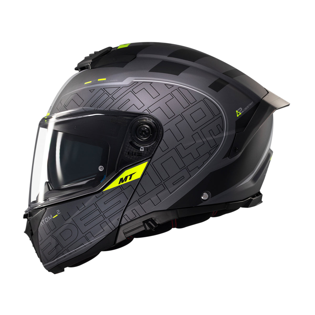 MT Atom Destiny 2 Modular Motorcycle Helmets Black Fluo maximomoto.uk!