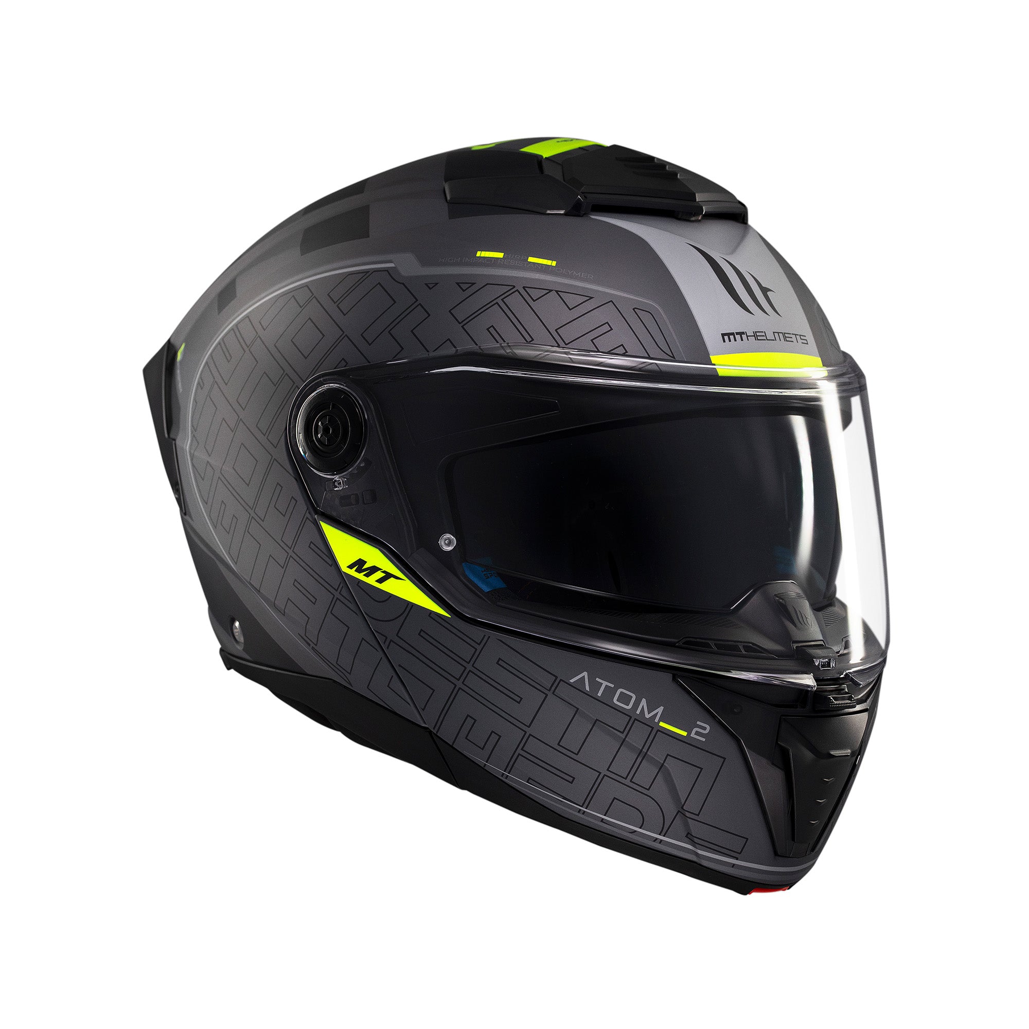 MT Atom Destiny 2 Touring Motorcycle Modular Helmets Black Fluo