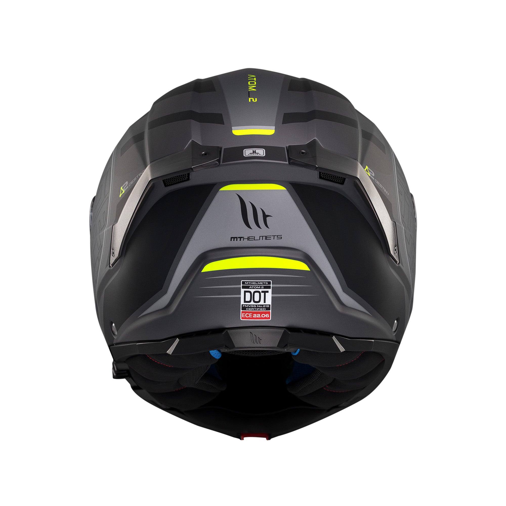 MT Atom Destiny 2 Touring Motorcycle Modular Helmets Black Fluo