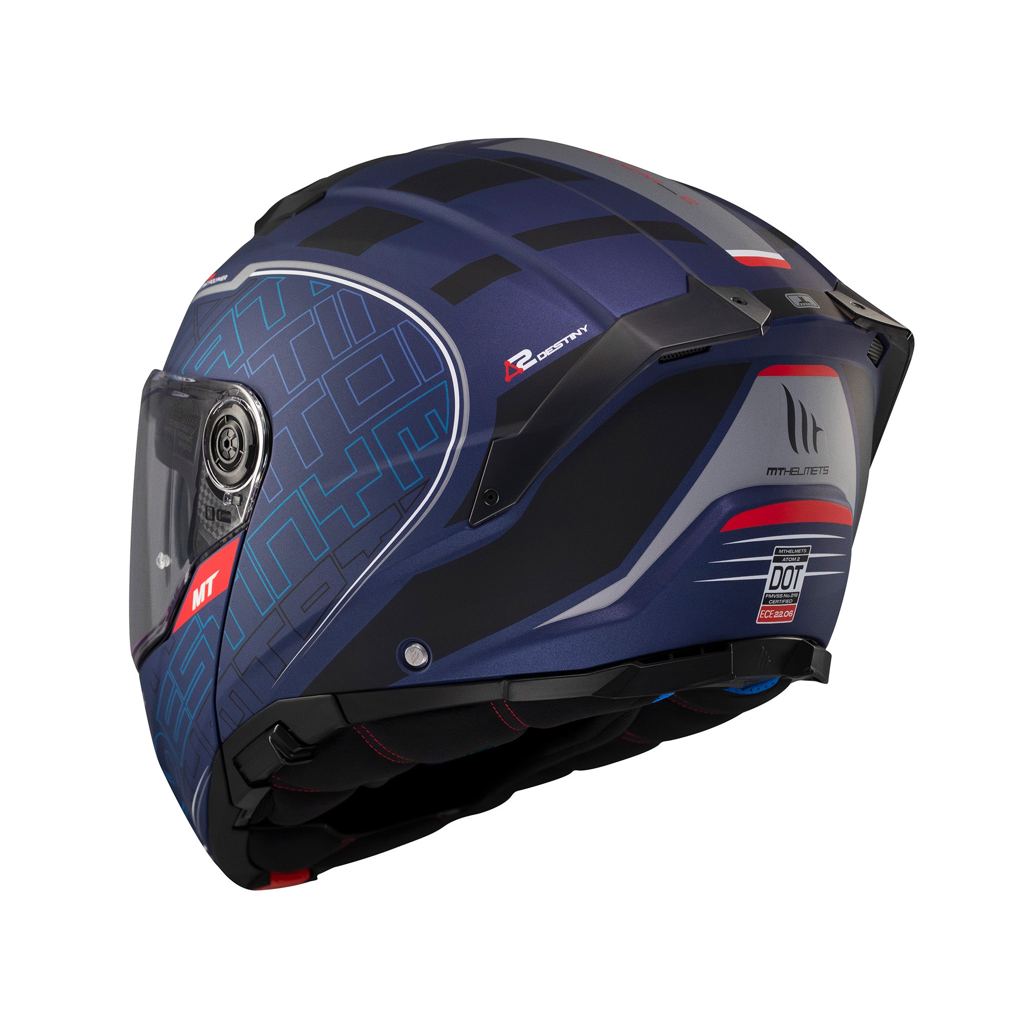 MT Atom Destiny 2 Motorcycle Modular Helmets Blue Black