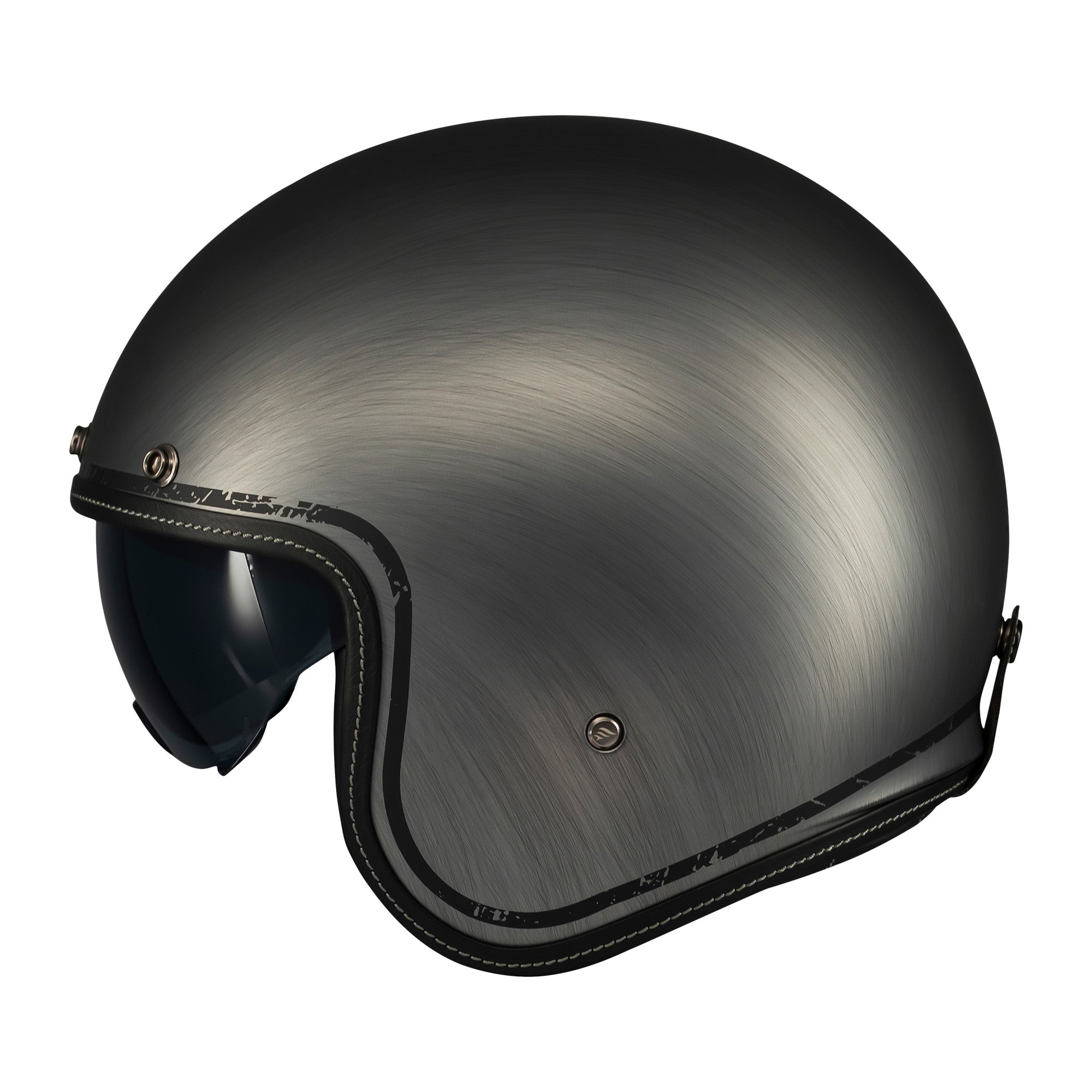 MT Le Mans 2 SV S Scratched Chrome Jet Motorcycle Helmets Grey 