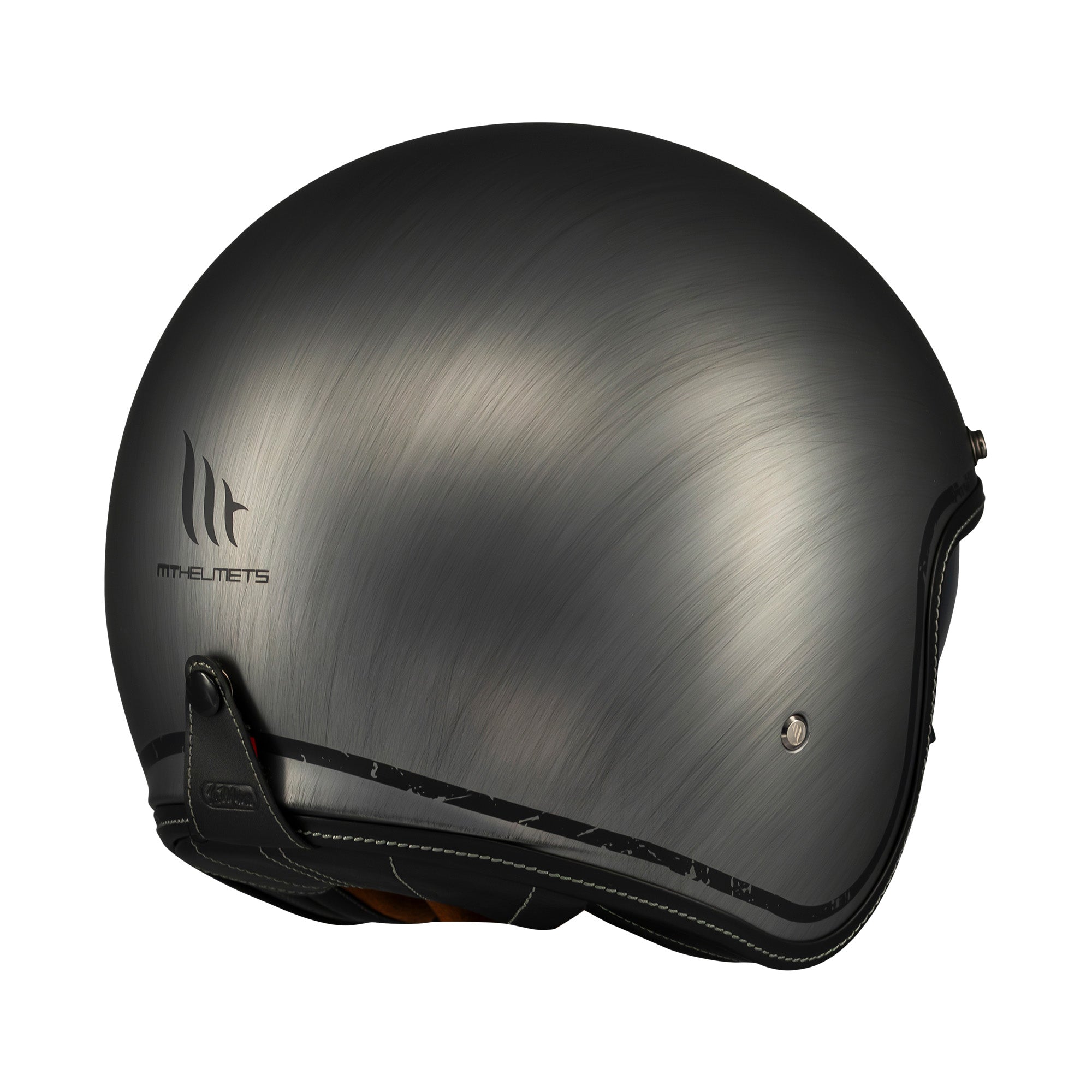 MT Le Mans 2 SV S Scratched Chrome Jet Motorcycle Helmets Grey 