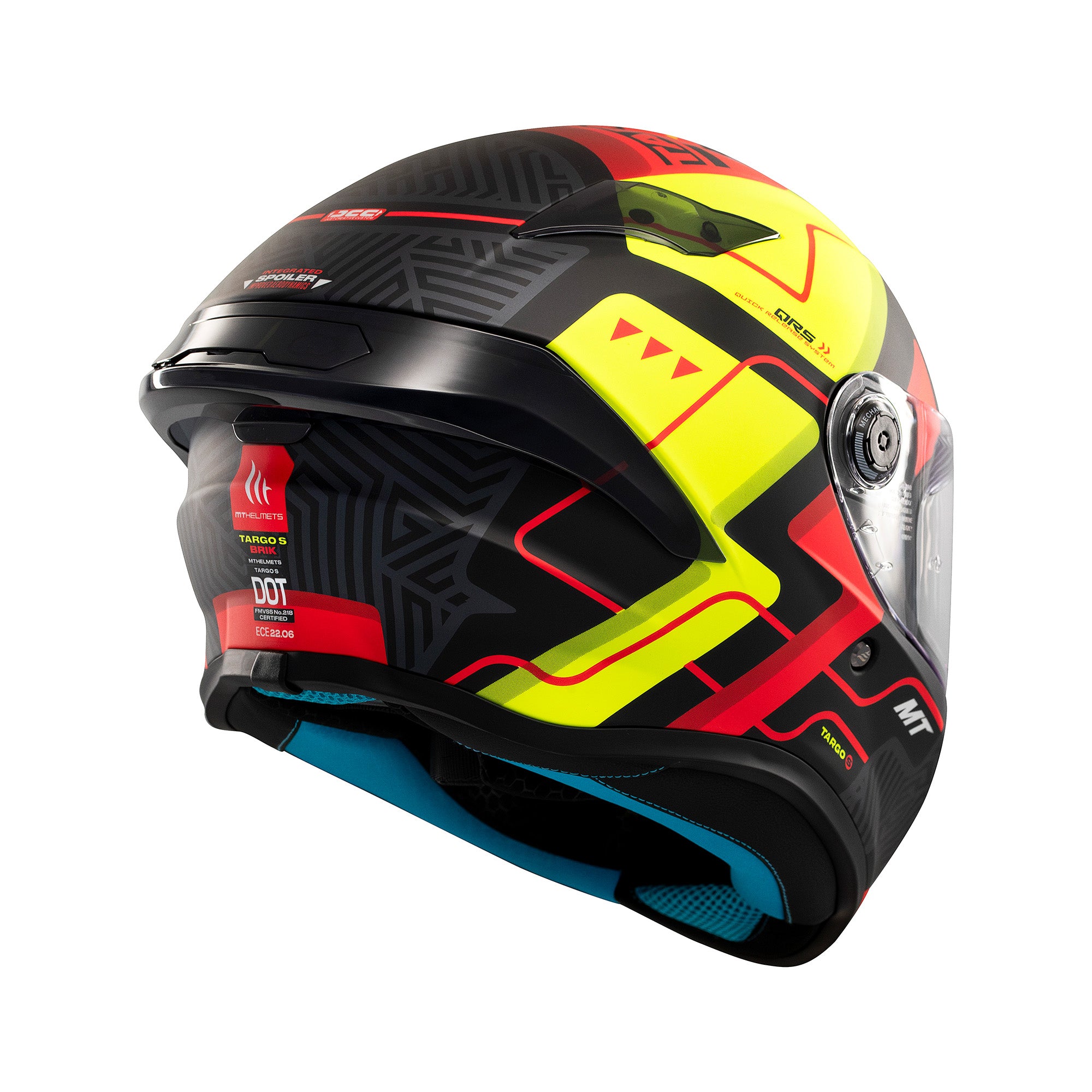 MT Targo S Brik Sports Motorcycle Full Face Helmet Fluo
