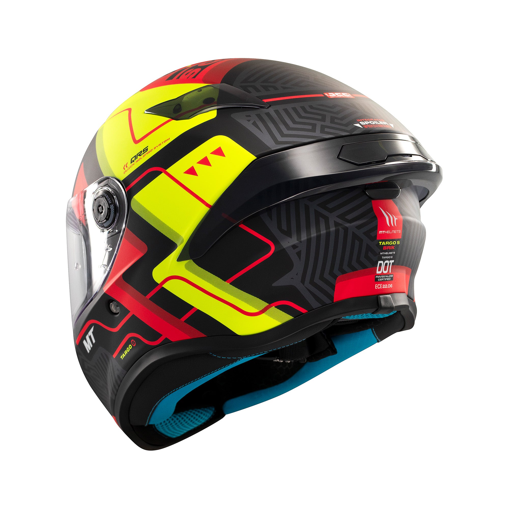 MT Targo S Brik Sports Motorcycle Full Face Helmet Fluo