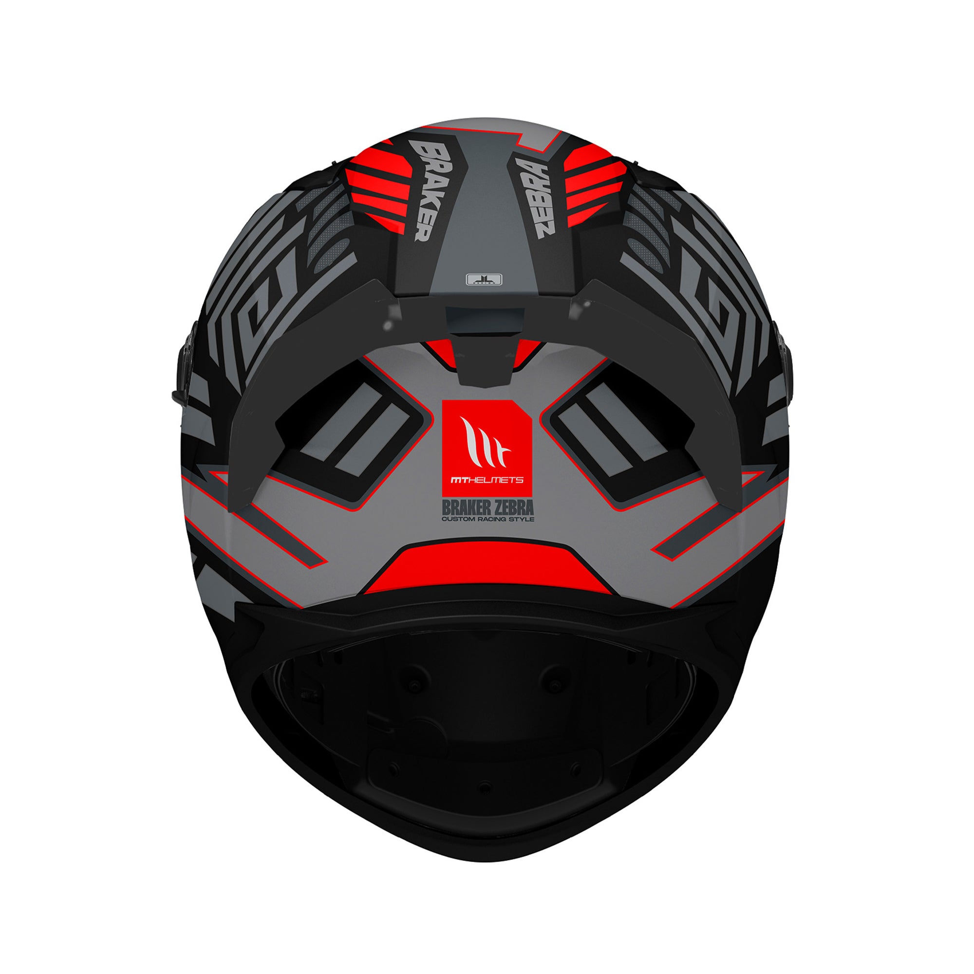 MT Braker SV Zebra Sports Motorcycle Helmets Matt Black Red