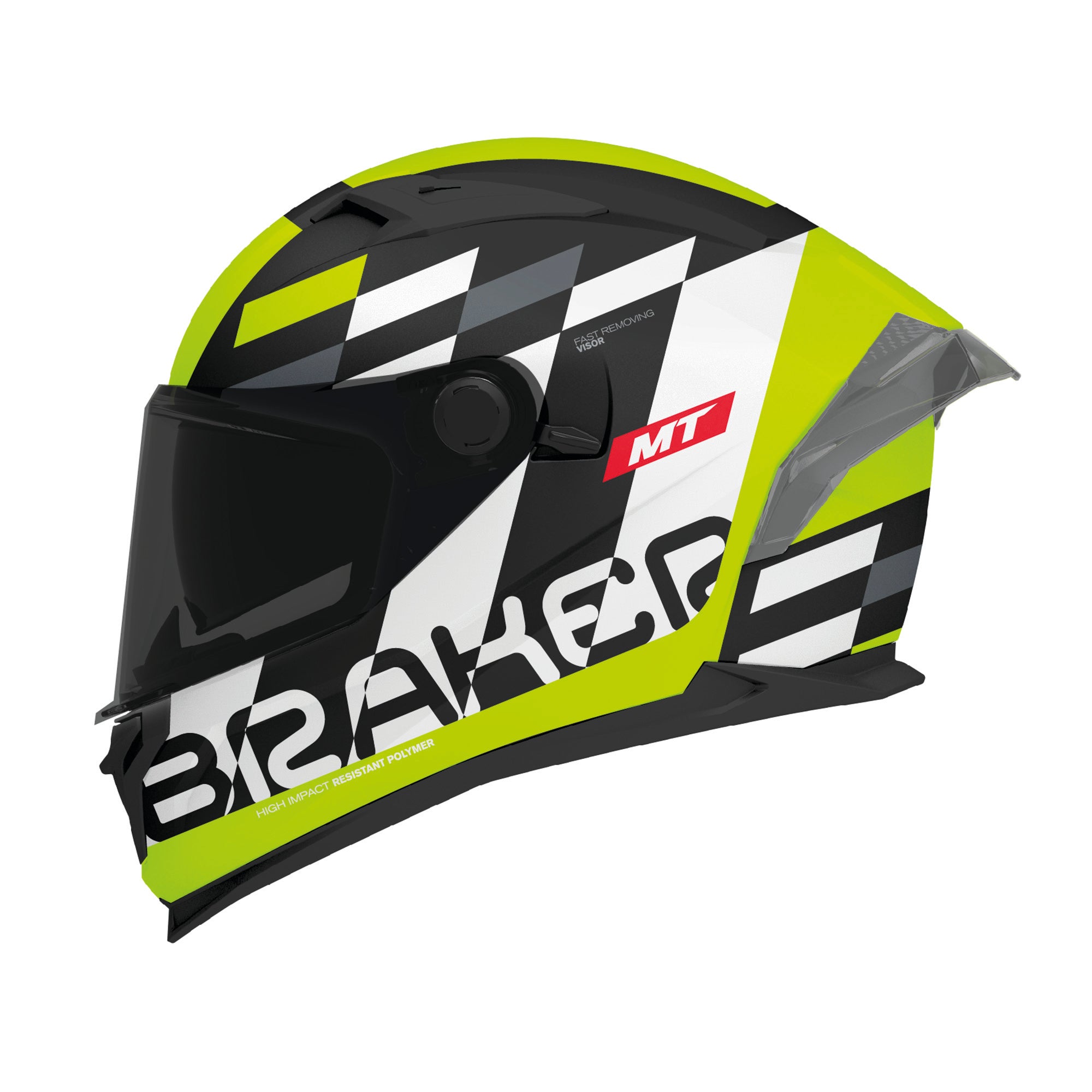 MT Braker Foster Full Face Motorcycle Helmets Fluo maximomoto.uk!