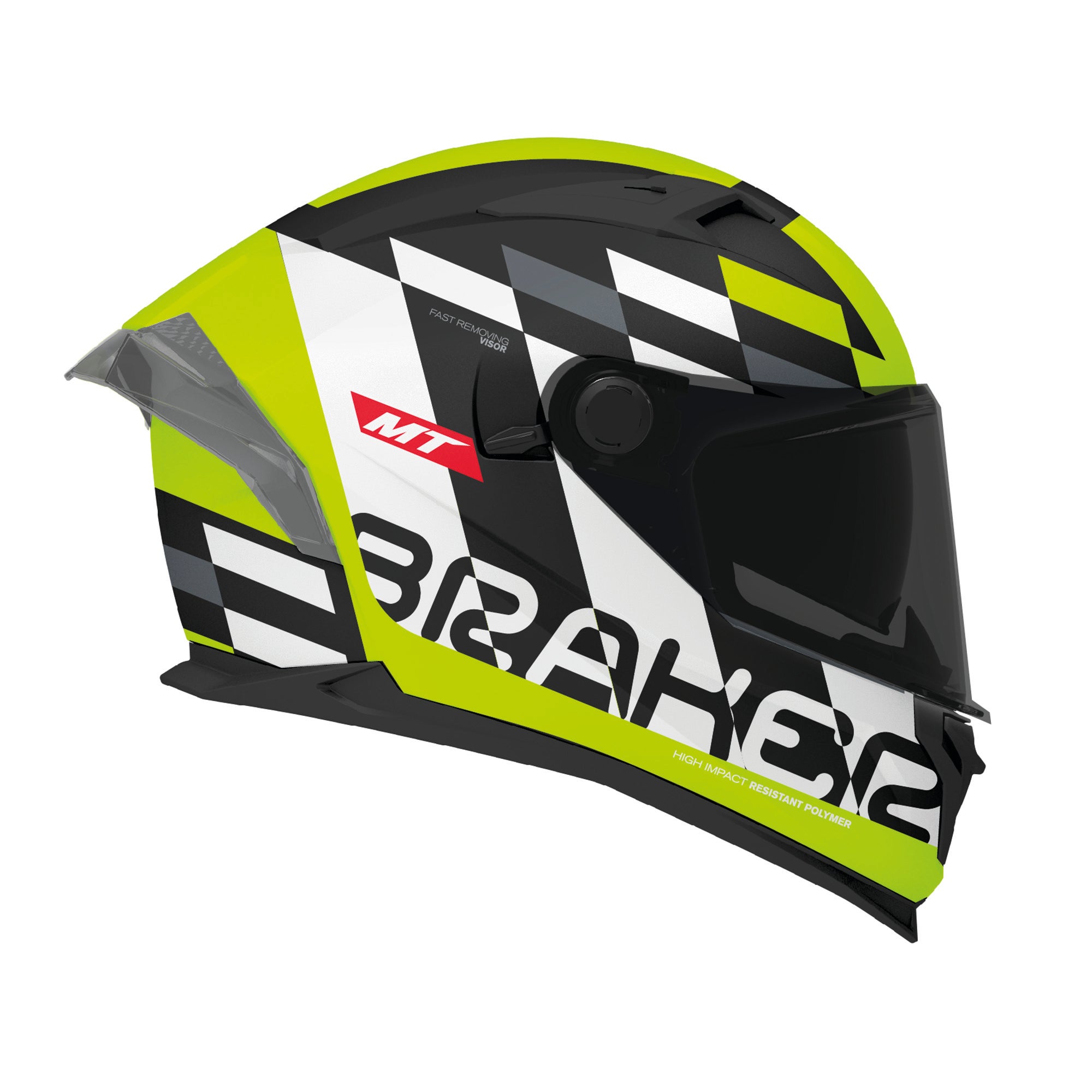 MT Braker Foster Full Face Motorcycle Helmets Fluo
