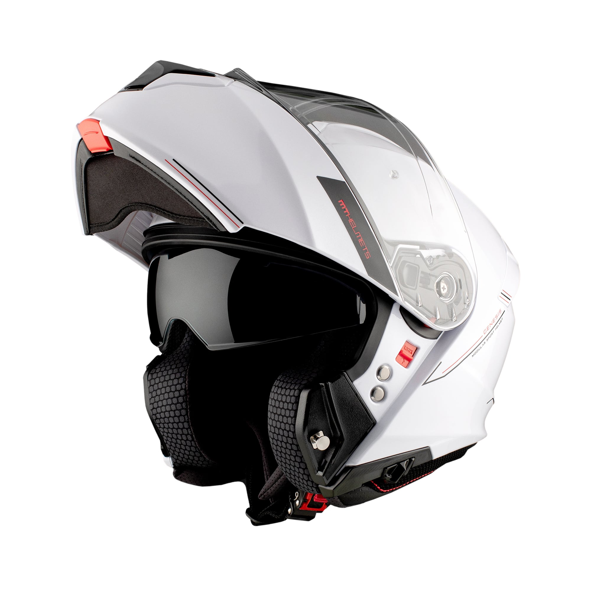 MT Genesis SV Solid A0 Modular Motorcycle Helmet Glossy White