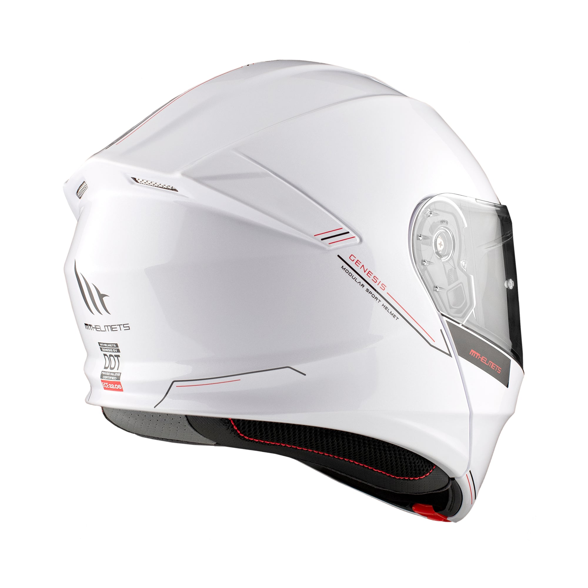 MT Genesis SV Solid A0 Modular Motorcycle Helmet Glossy White