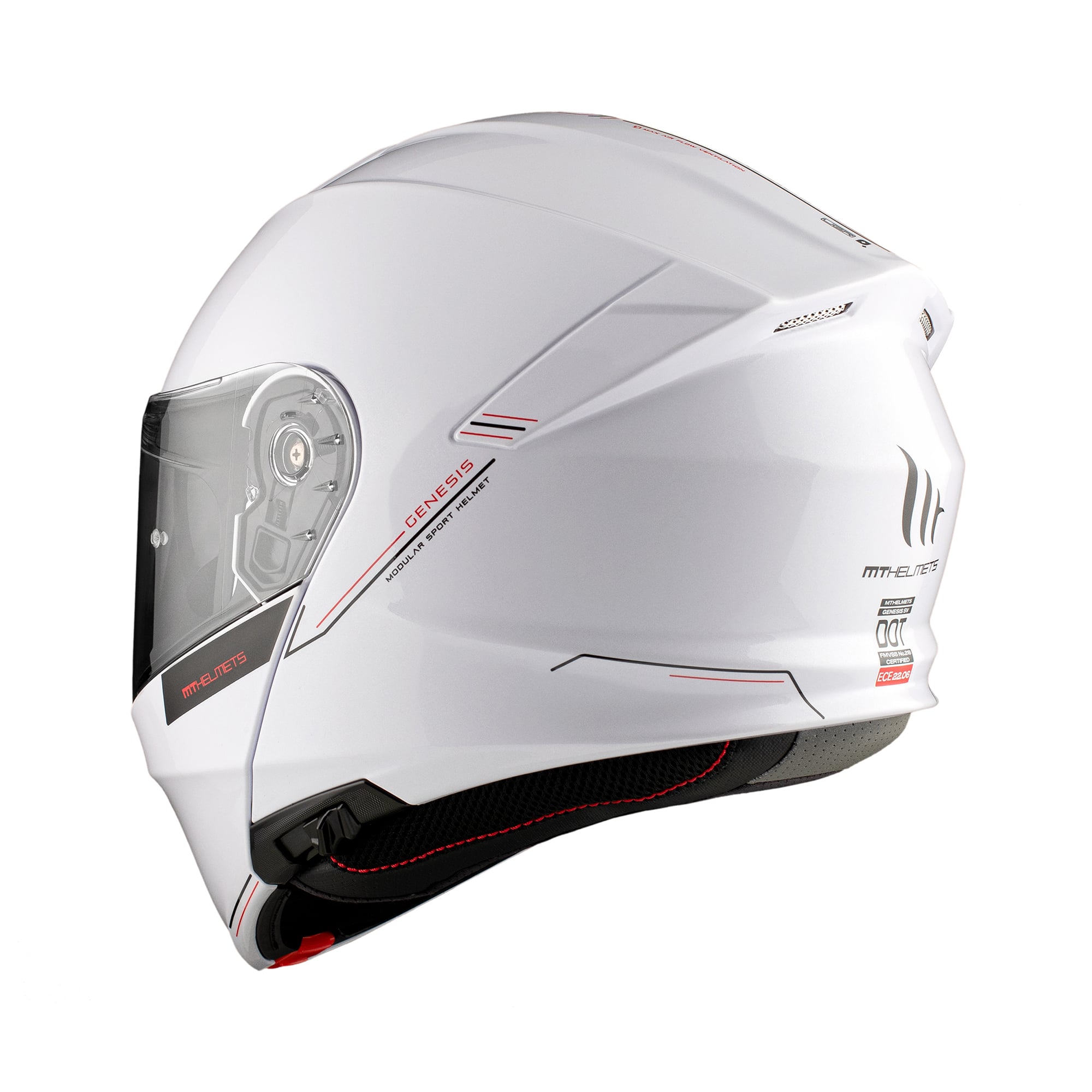 MT Genesis SV Solid A0 Modular Motorcycle Helmet Glossy White