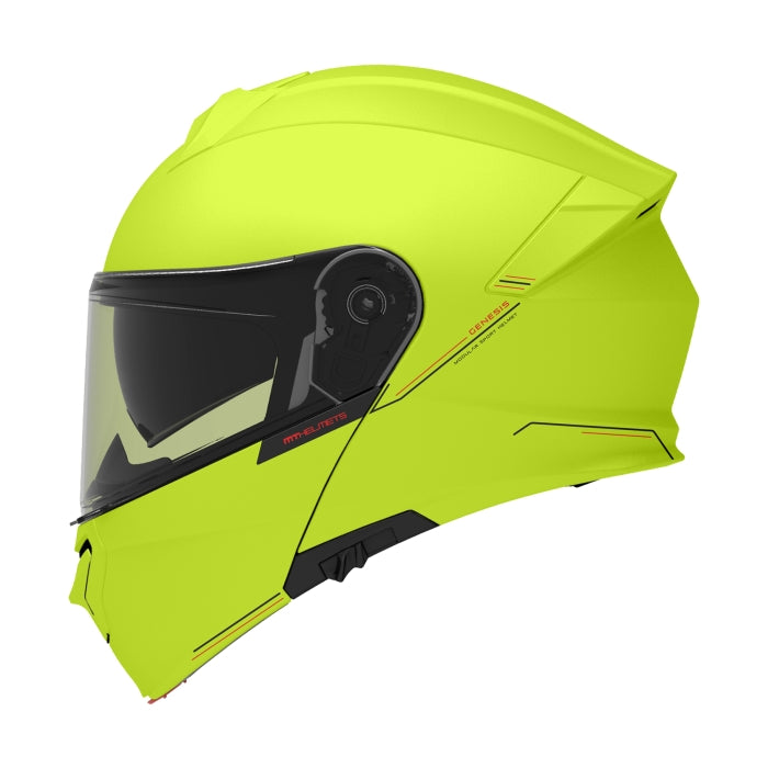 MT Genesis SV Solid Flip-Front Motorcycle Helmets Yellow Fluo