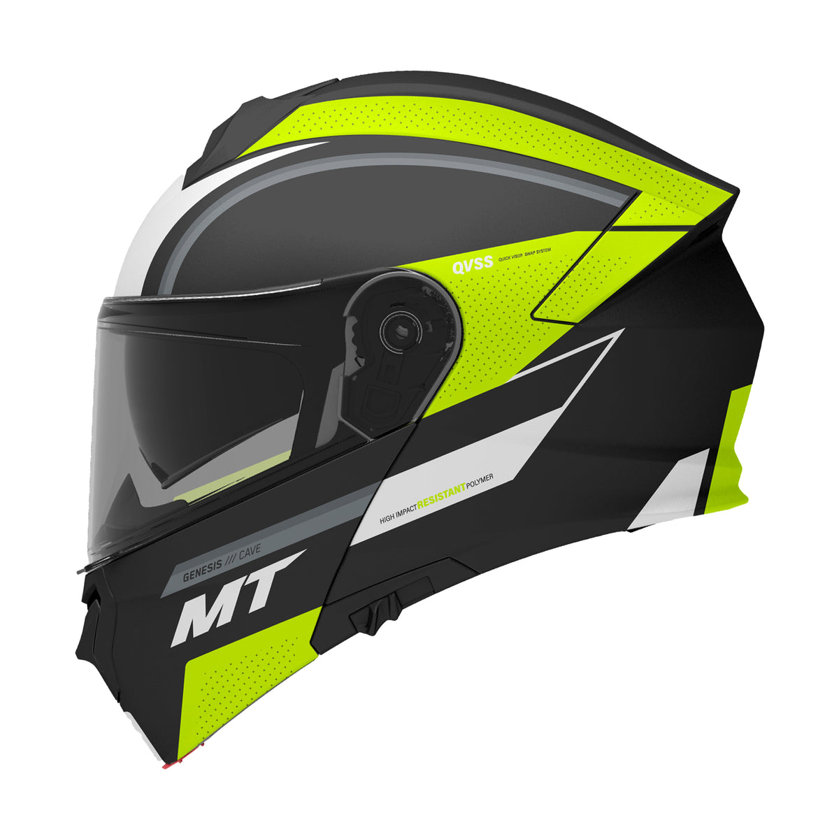 MT Genesis SV Cave Flip-Front Motorcycle Helmets Black Fluo Yellow maximomoto.uk!