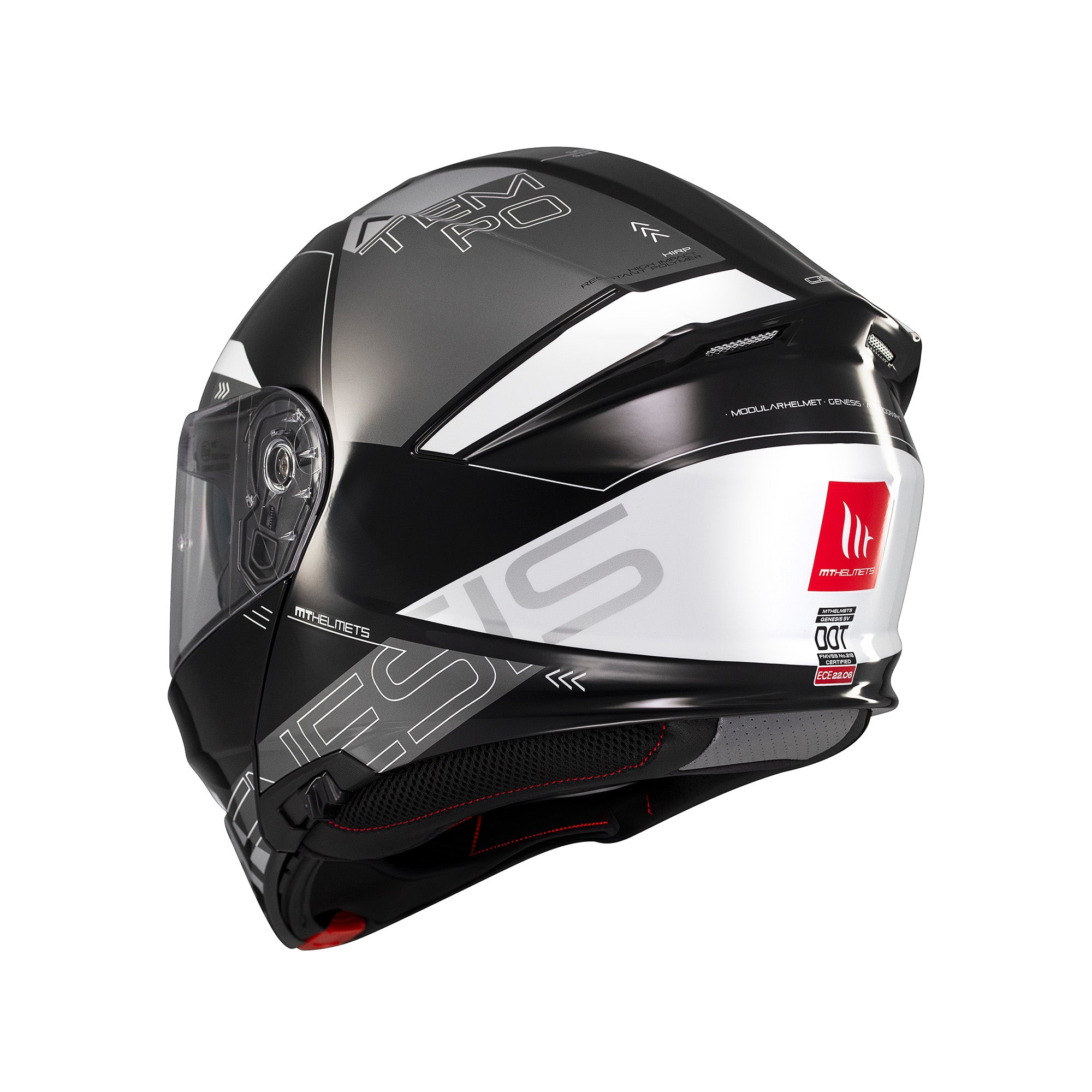 MT Genesis Atempo Motorcycle Modular Helmet Black