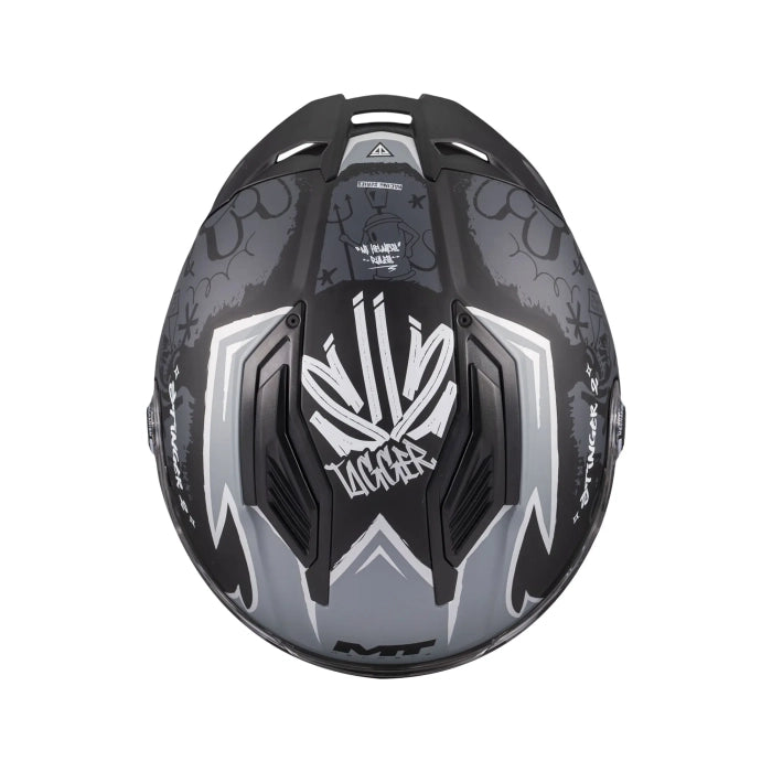 Stinger 2 Youth Tagger B2 Motorcycle Full Face Helmet Matt Black Grey