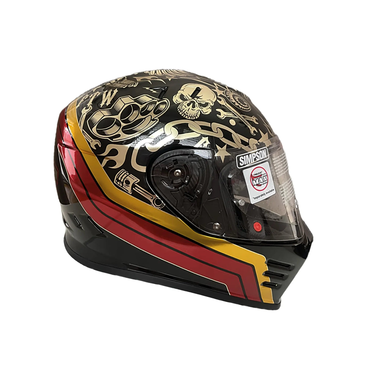 Simpson Venom Tatoo Motorcycle Full Face Helmet Black/Chrome
