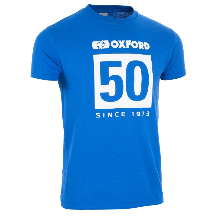 Oxford 50th Anniversary  motorcycle Cotton T-Shirt Blue maximomoto.uk!