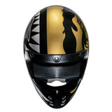 "HJC V60 helmet – gold flame design