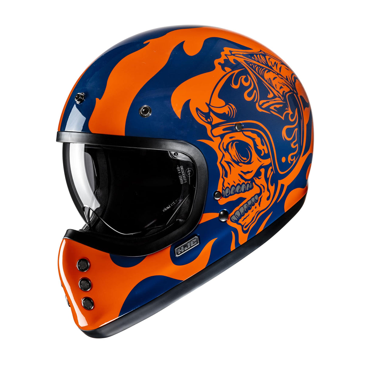 HJC V60 helmet – blue/orange flame design