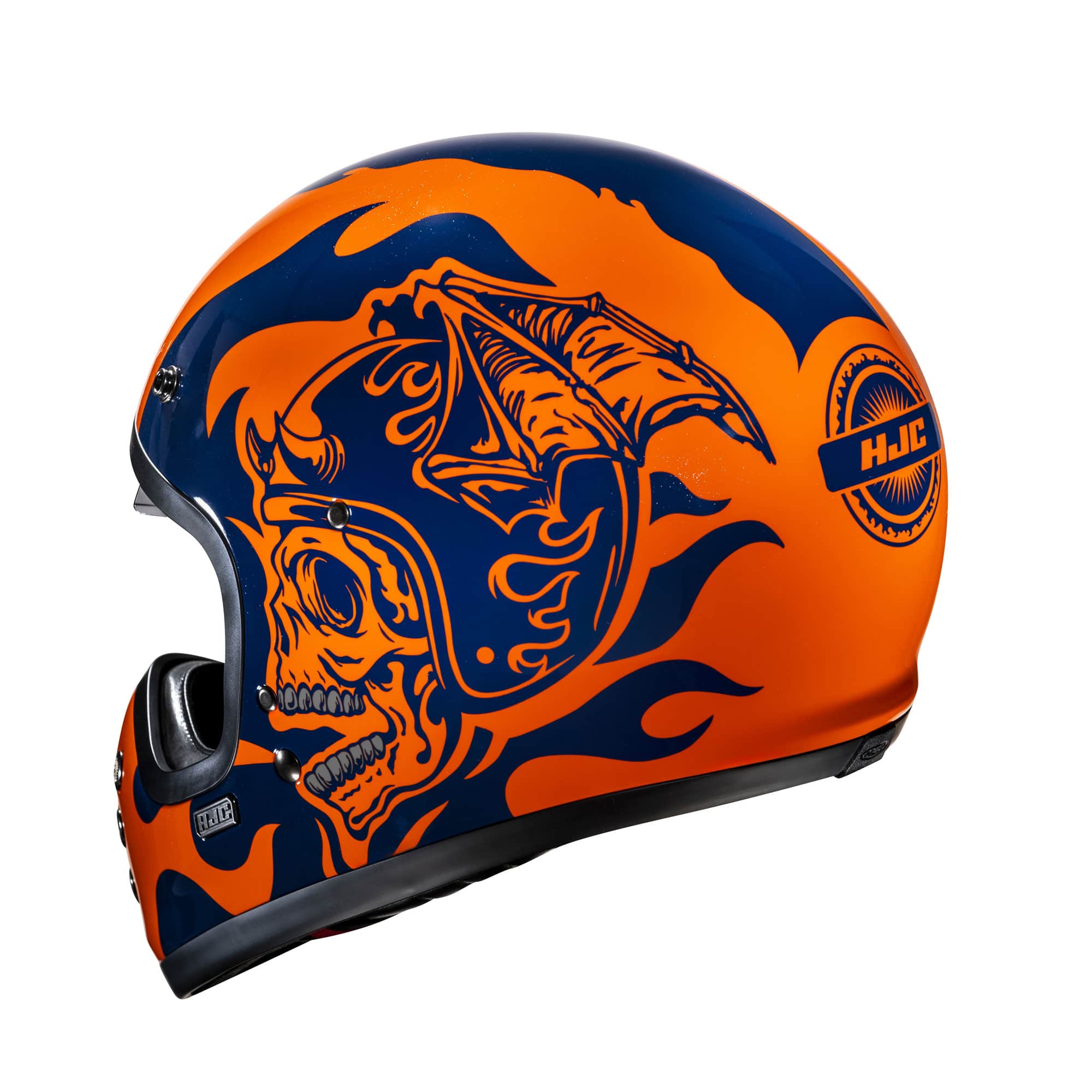HJC V60 helmet – blue/orange flame design