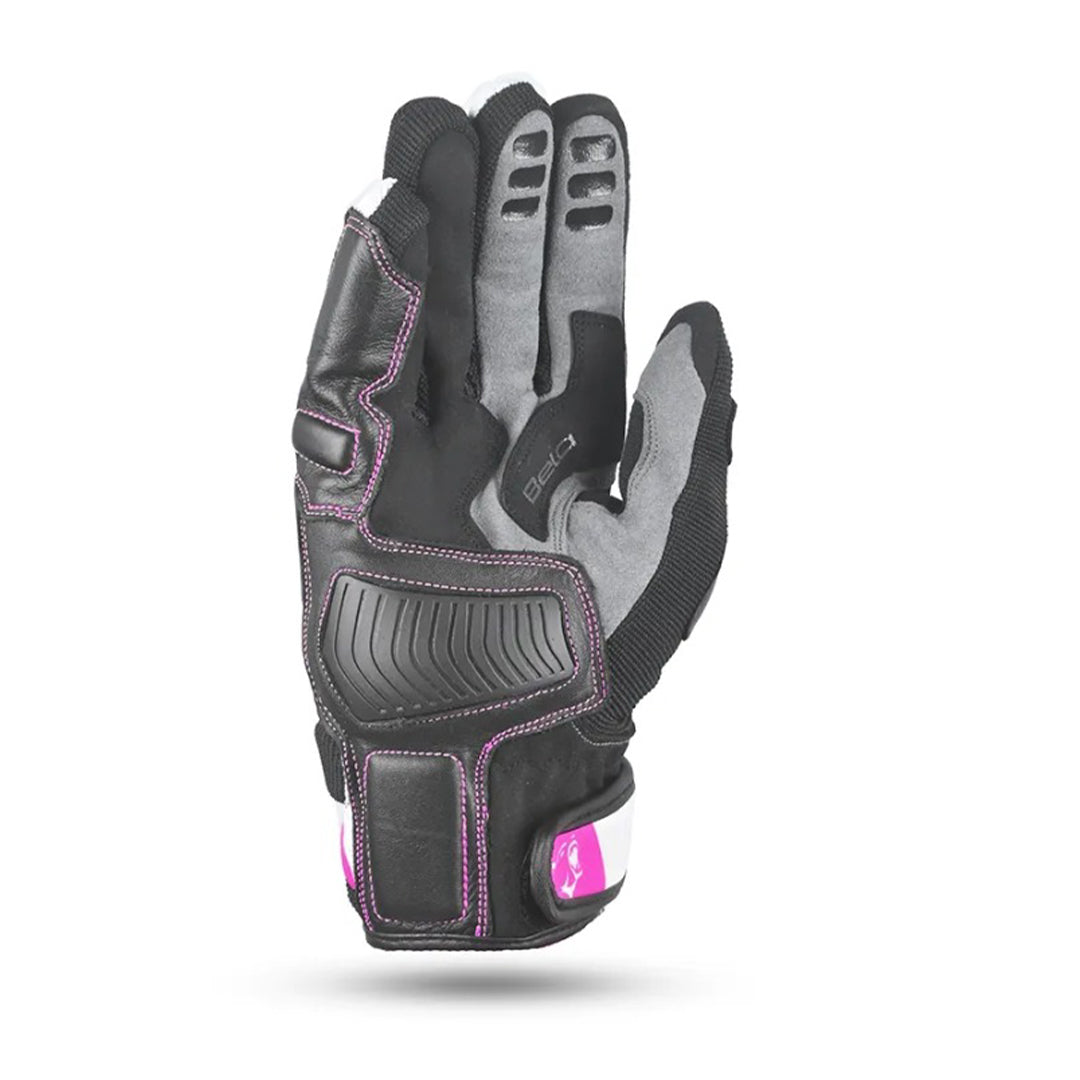 bela arizon lady gloves black, white and pink front side view