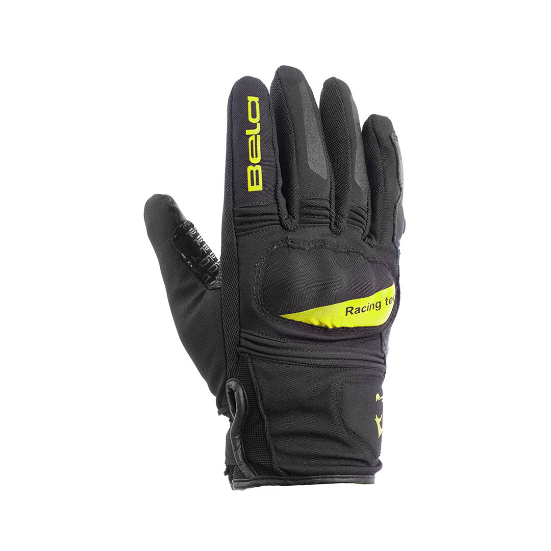 bela boom winter wr lady black and yellow flouro gloves back side view