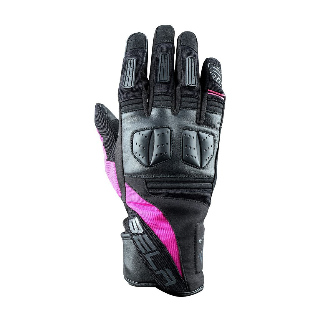 bela highway lady winter black and pink gloves back side view