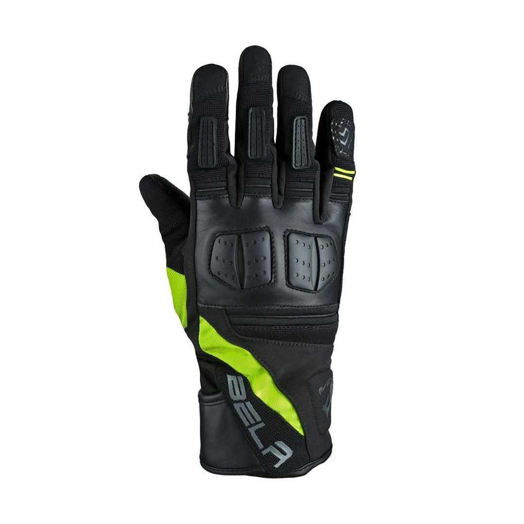 bela highway winter black and yellow flouro gloves back side view