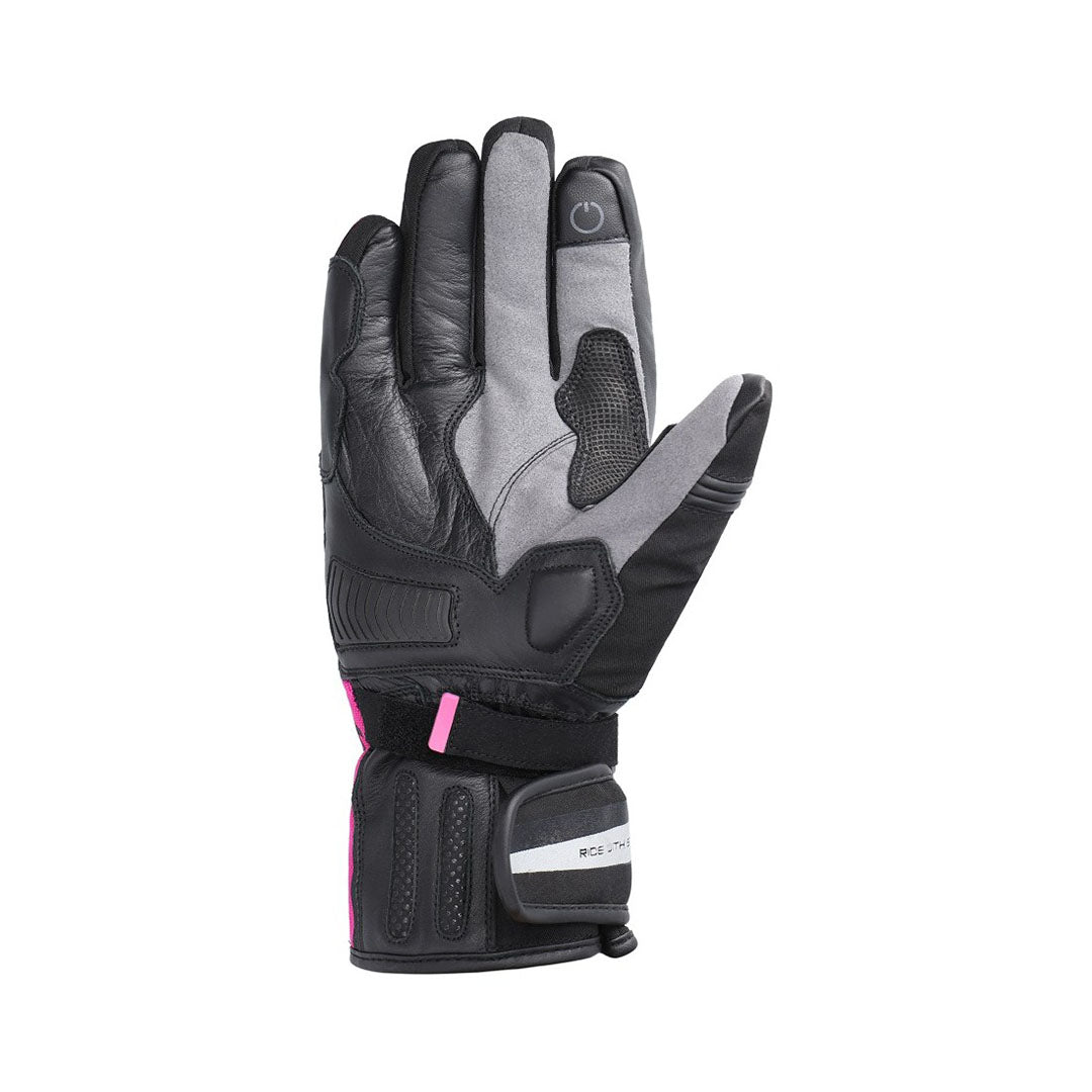 bela iglo lady black, pink and gray gloves front side view