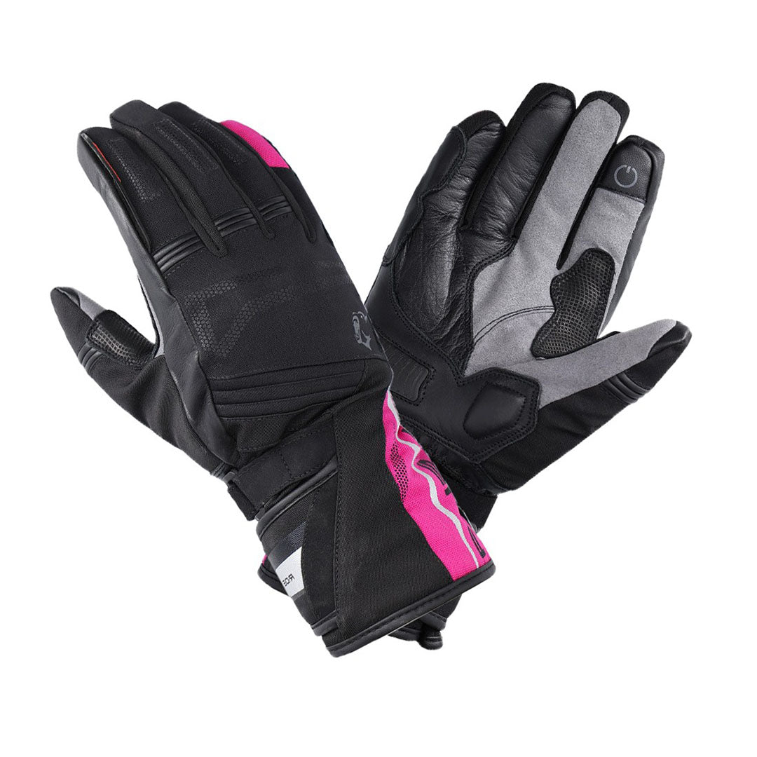 bela iglo lady black, pink and gray gloves front and back side view