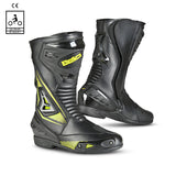 bela master man racing boot black and yellow flouro front and back view