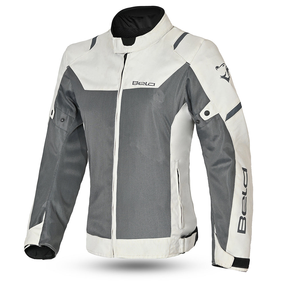 bela mesh pro lady textile jacket gray and ice front side view