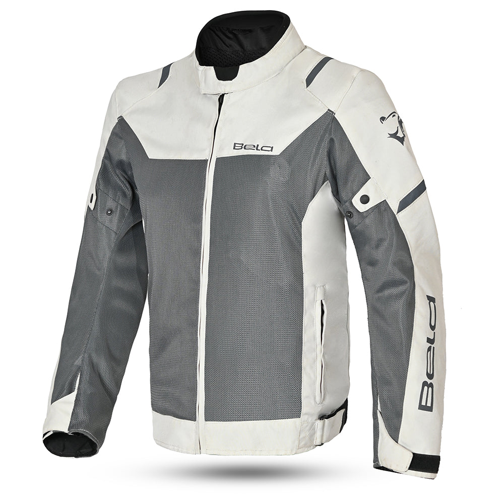 bela mesh pro man textile jacket ice and gray front side view