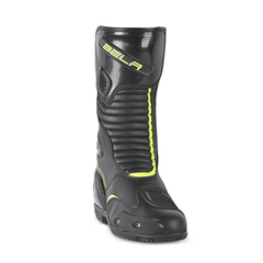 bela micro strip racing boots black and yellow flouro front view