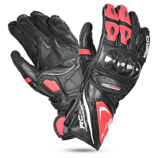 bela rocket long black and red gloves 