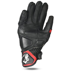 bela rocket short racing gloves black and red front side view 