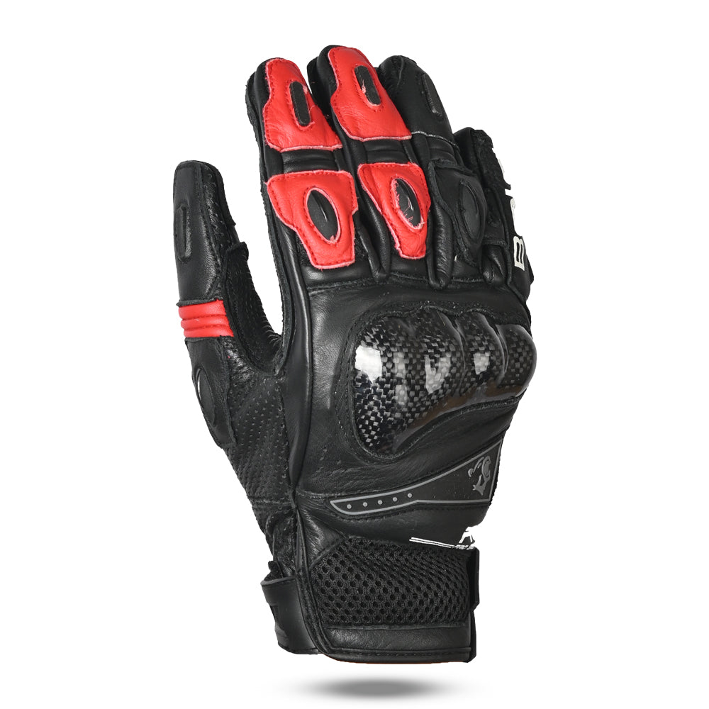 bela rocket short racing gloves black and red back side view 