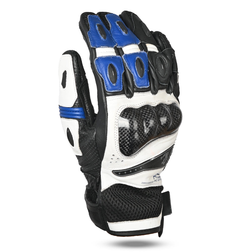 BELA Rocket Short - Racing Gloves - White Blue Black MaximomotoUK